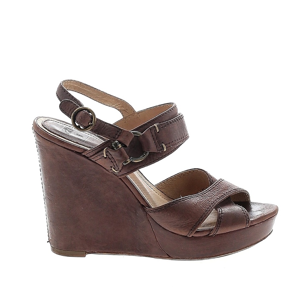 Frye wedge sandals with buckle details